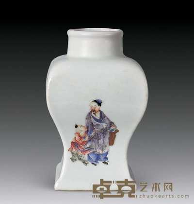 民国 粉彩人物方瓶 高20.5cm